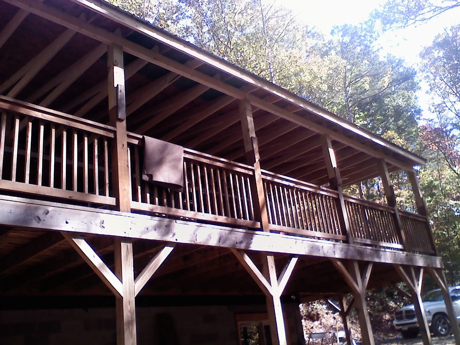 Timber framing under a new elevated porch and deck — Roof Leak Repair in Albia by Roofing Brothers
